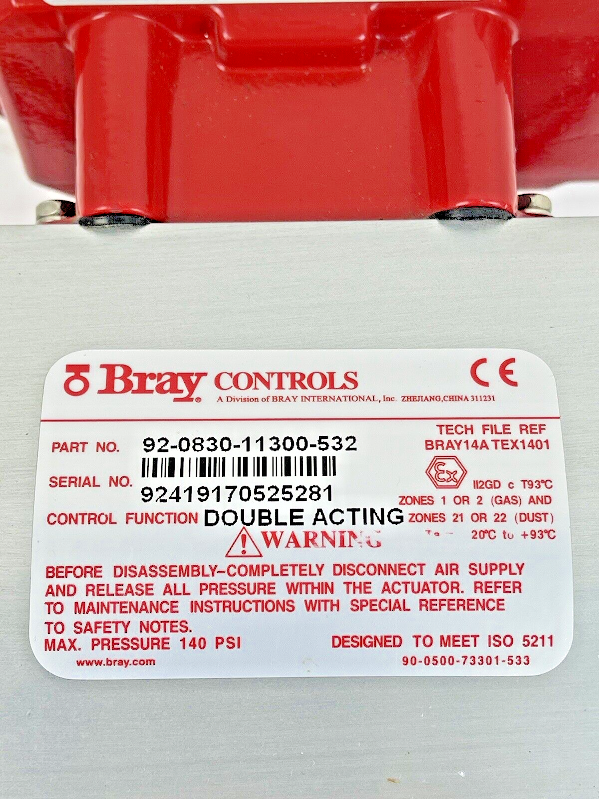 BRAY 50-0406-12610-532/ 92-0630-11300-532/ 630250-21410536/ Series 31 DN 3in BUT