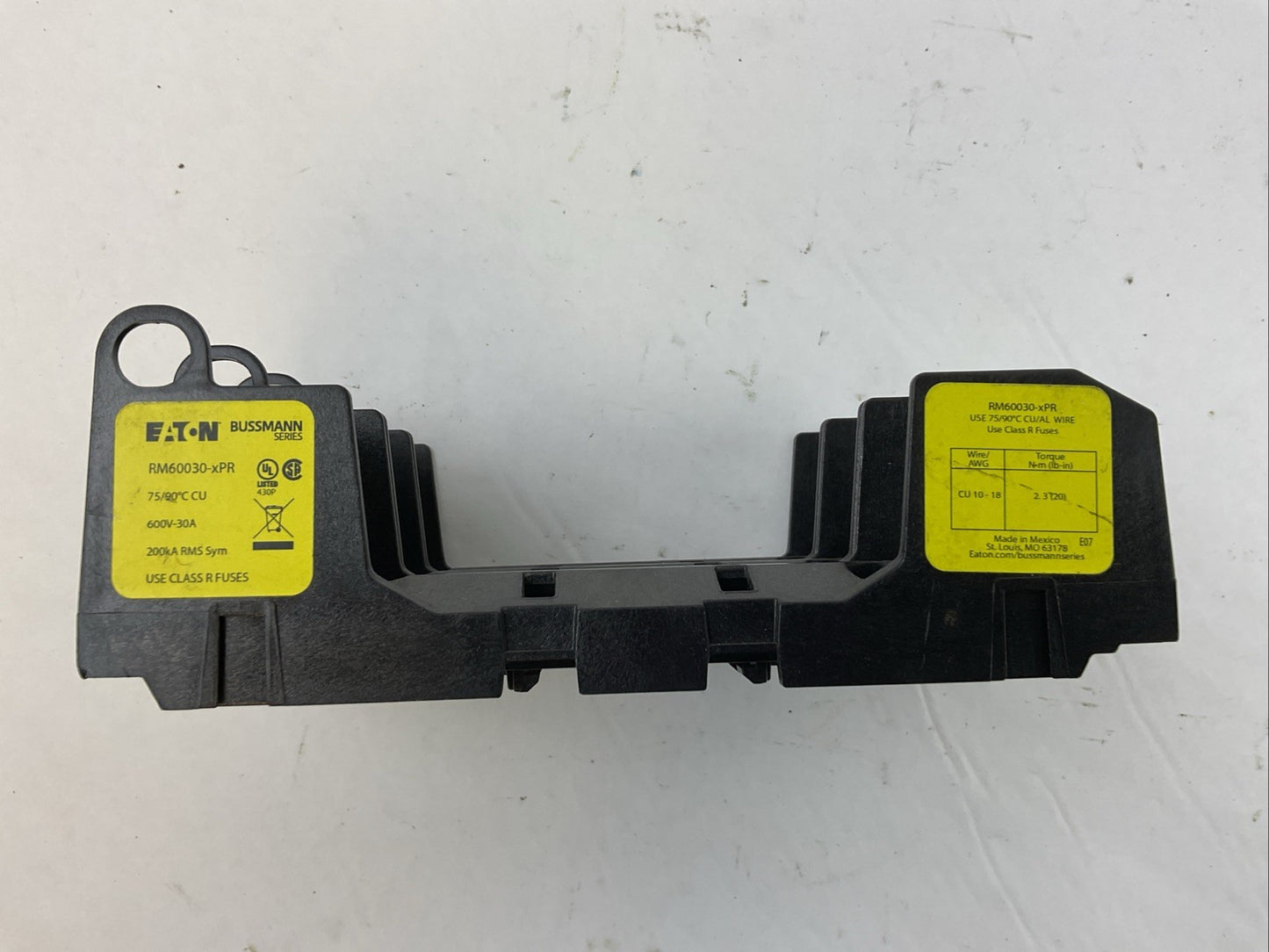 EATON BUSSMANN SERIES RM60030-xPR FUSE HOLDER 600V 30A USE CLASS R FUSES