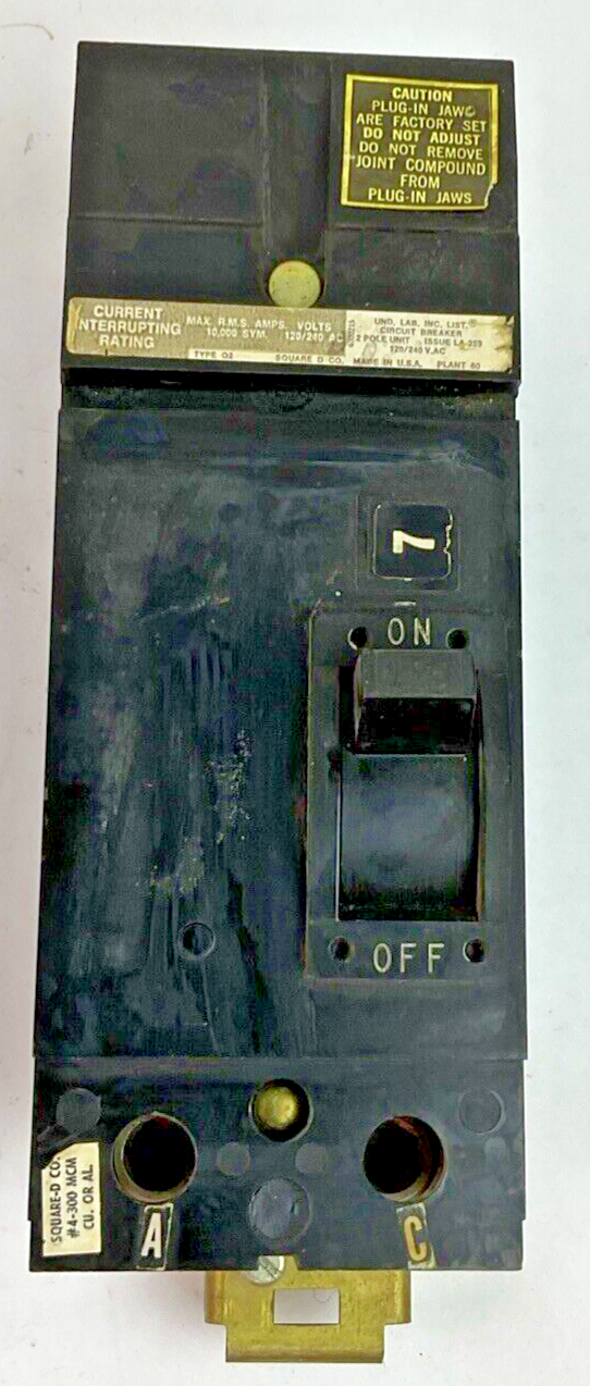 SQUARE D Q2-21225-AC CIRCUIT BREAKER 225A 2POLE 120/240VAC Q221225AC