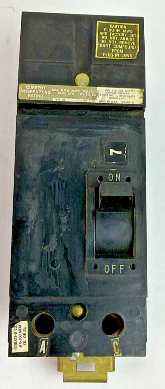 SQUARE D Q2-21225-AC CIRCUIT BREAKER 225A 2POLE 120/240VAC Q221225AC