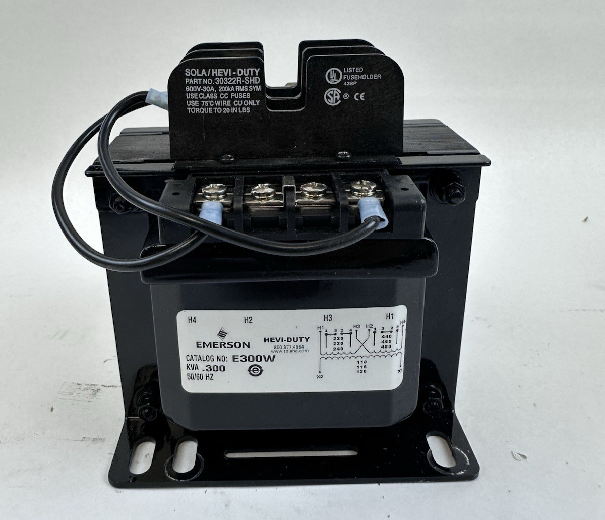 Emerson Sola Hevi-Duty E300W Control Transformer 1 PHASE 0.3 KVA 50/60 AT 220 V