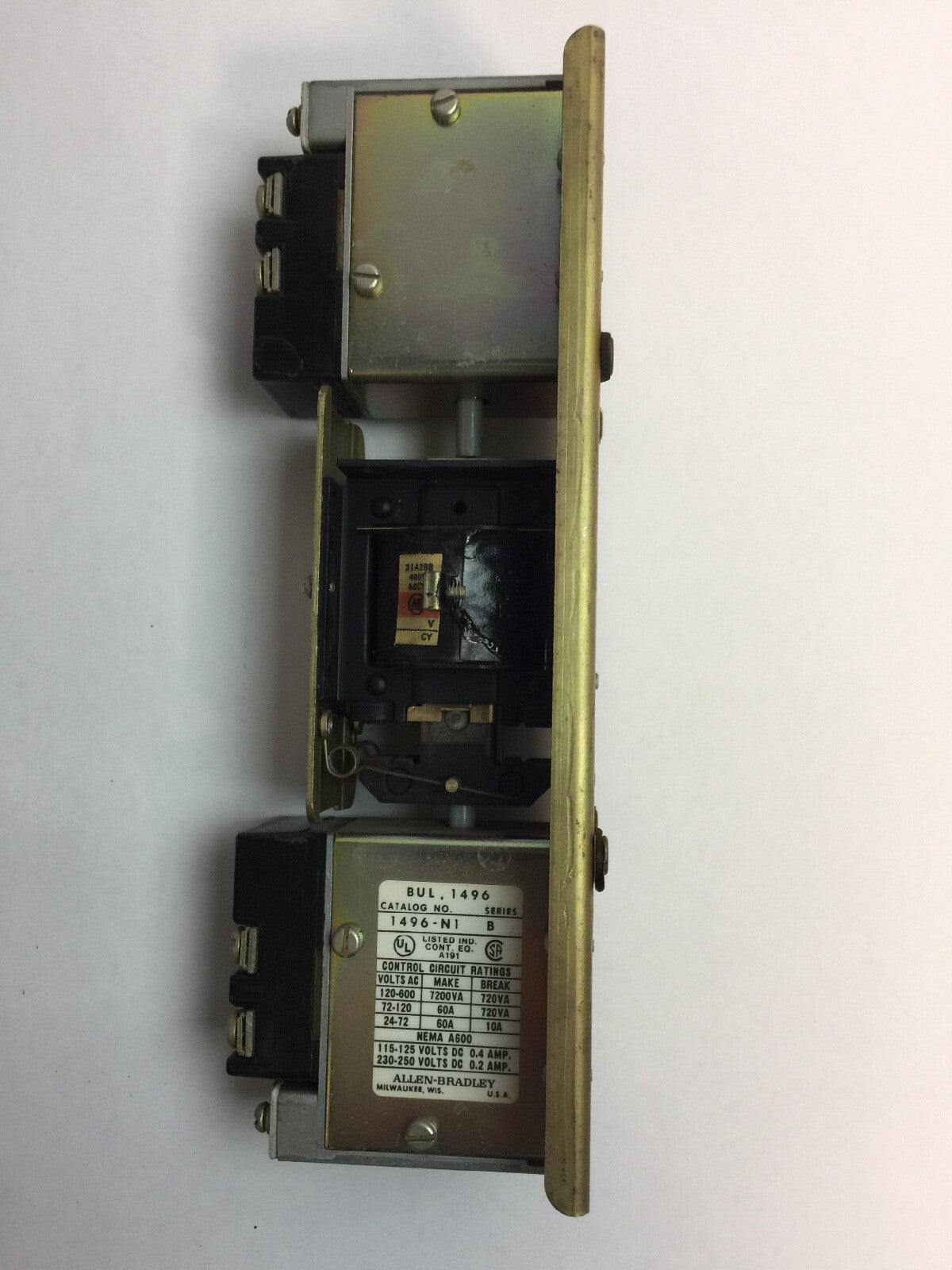ALLEN BRADLEY 849 AB PNEUMATIC TIMING RELAY 1496-N1 SER B 600VAC 230-250VDC 0.2A