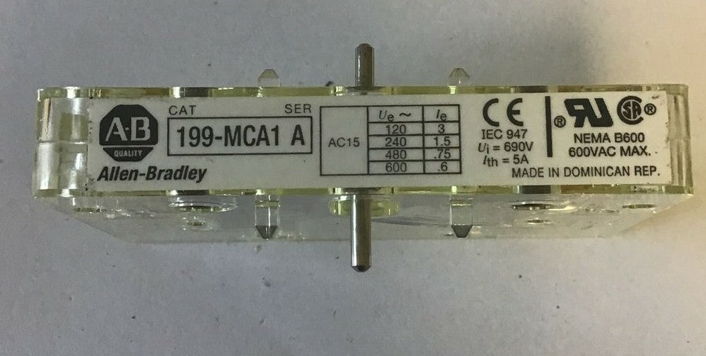 ALLEN BRADLEY 199-MCA1 SER.A 600VAC 5A INTERLOCK ***LOTOF2***
