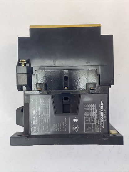 ALLEN BRADLEY 100-A60N*3 CONTACTOR SER C 60A 600VAC 50HP COIL 120V 60HZ