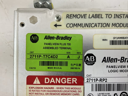 ALLEN BRADLEY 2711P-T7C4D2 SER A REV J PANEL VIEW PLUS 700 24VDC TOUCH SCREEN