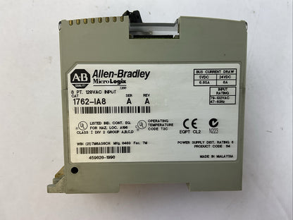 ALLEN BRADLEY 1762-IA8 SER A REV A MICROLOGIX 8PT 120VAC INPUT MODULE