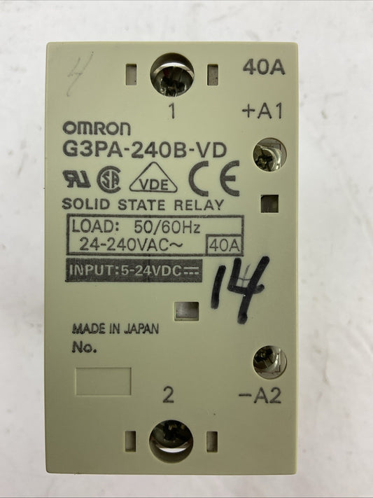 OMRON G3PA-240B-VD SOLID STATE RELAY LOAD 24-240VAC 50/60HZ 40A INPUT 24VDC