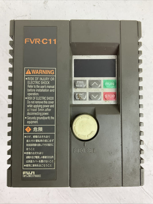 FUJI FV1.5C11S-2 AC DRIVE INVERTER OUTPUT 3PH 2.6kVA 200-230V 7A INPUT 200-230V