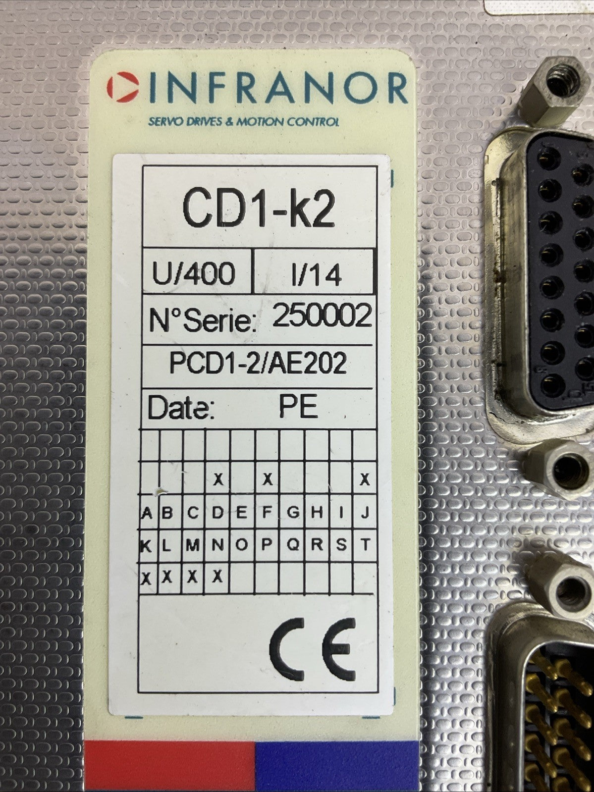 INFRANOR CD1-K2 PCD1-2/AE202 SERVO DRIVE CD1-K2-400/14