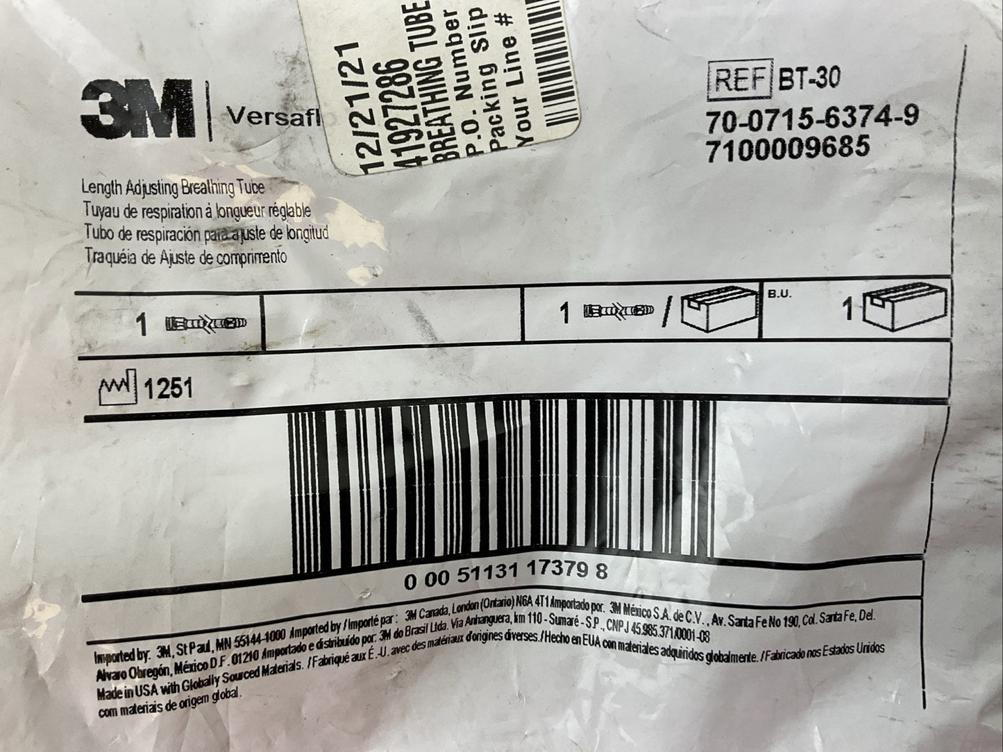 3M BT-30 ADJUSTING BREATHING TUBE