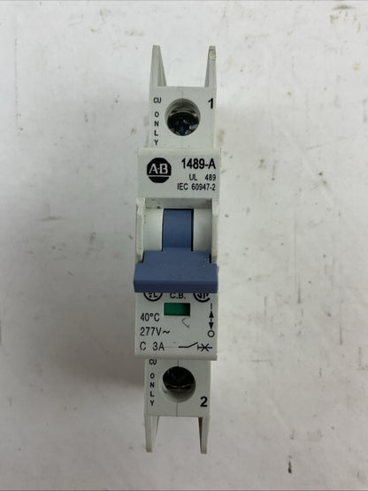 ALLEN BRADLEY 1489-A1C030 SER A CIRCUIT BREAKER 277VAC 48VDC 3A 1P (LOT OF 5)