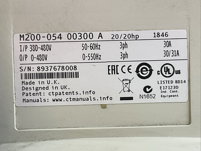NIDEC M200-054 00300 A 20/20HP AC SERVO DRIVE 30AMP 400VAC