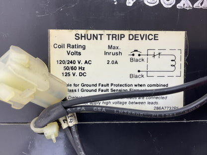 GE TFK236F000 CIRCUIT BREAKER FRAME 3P TRIP 100AMP SHUNT TRIP 120/240VAC 125VDC