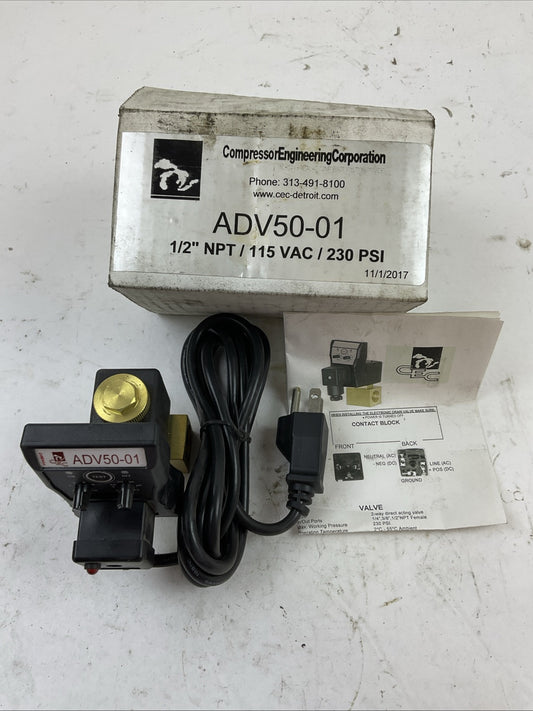 COMPRESSOR ENGINEERING CORPORATION ADV50-1 1/2" NPT  115VAC 230PSI SOLENOID TIME