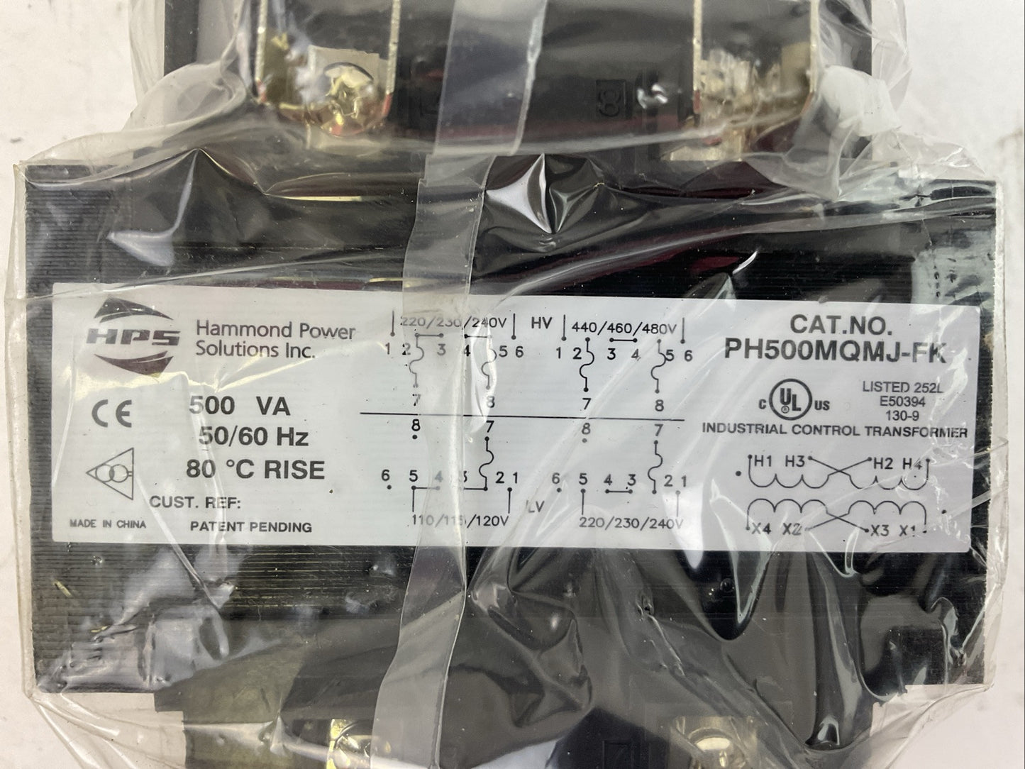HAMMOND POWER SOLUTIONS PH500MQMJ-FK TRANSFORMER 500VA PRI 240X480 SEC 120X240