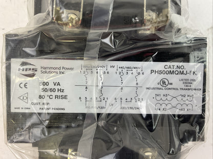 HAMMOND POWER SOLUTIONS PH500MQMJ-FK TRANSFORMER 500VA PRI 240X480 SEC 120X240
