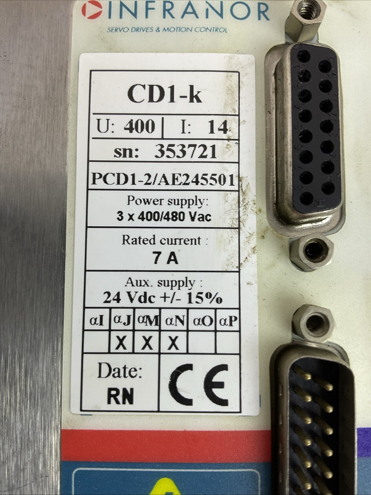 INFRANOR CD1-K PCD1-2/AE245501 SERVO DRIVE CD1-K 400/14