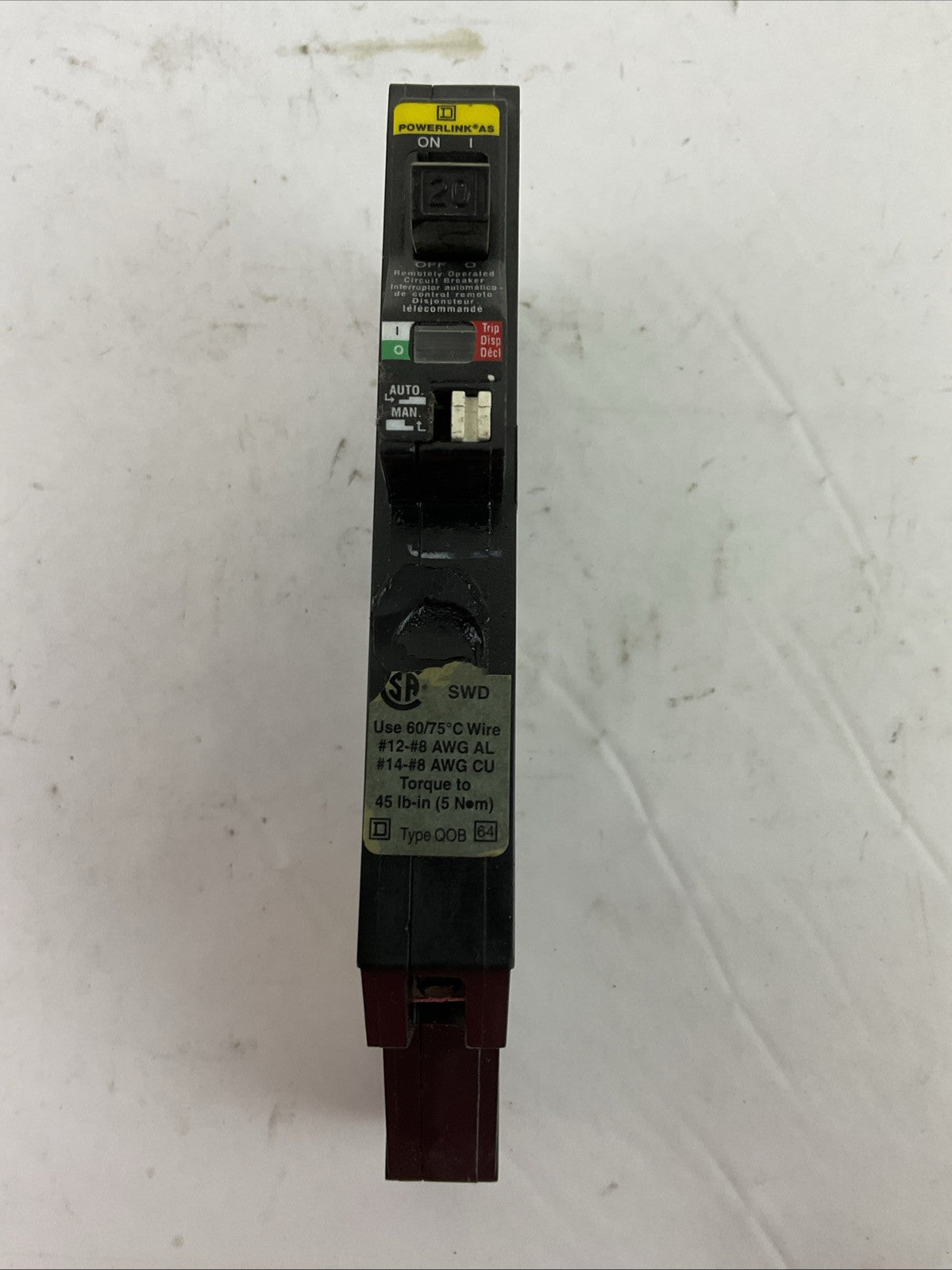 SQUARE D QOB120AS 1P 20A 120VAC PowerLink AS Circuit Breaker (LOT OF 4)