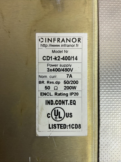 INFRANOR CD1-K2 PCD1-2/AE202 SERVO DRIVE CD1-K2-400/14