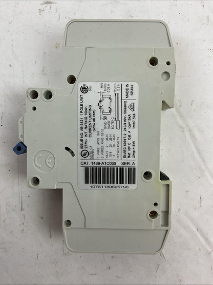 ALLEN BRADLEY 1489-A1C030 SER A CIRCUIT BREAKER 277VAC 48VDC 3A 1P (LOT OF 5)