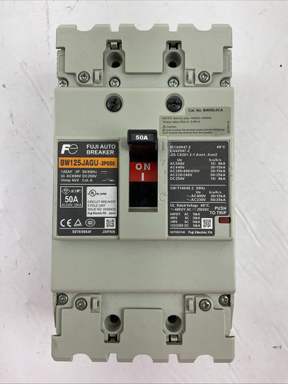 FUJI AUTO BREAKER BW125JAGU-3P050 50A 600VAC 250VDC 3POLE