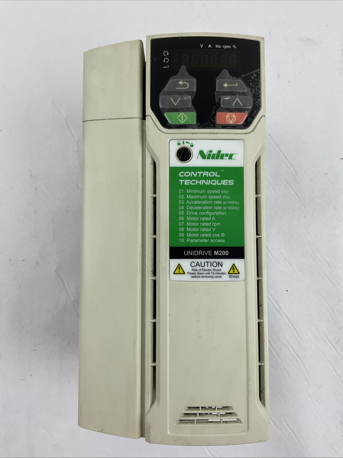 NIDEC CONTROL TECHNIQUES M200-044 00135 A AC DRIVE 7.5HP OUTPUT 0-480VAC 13.5A