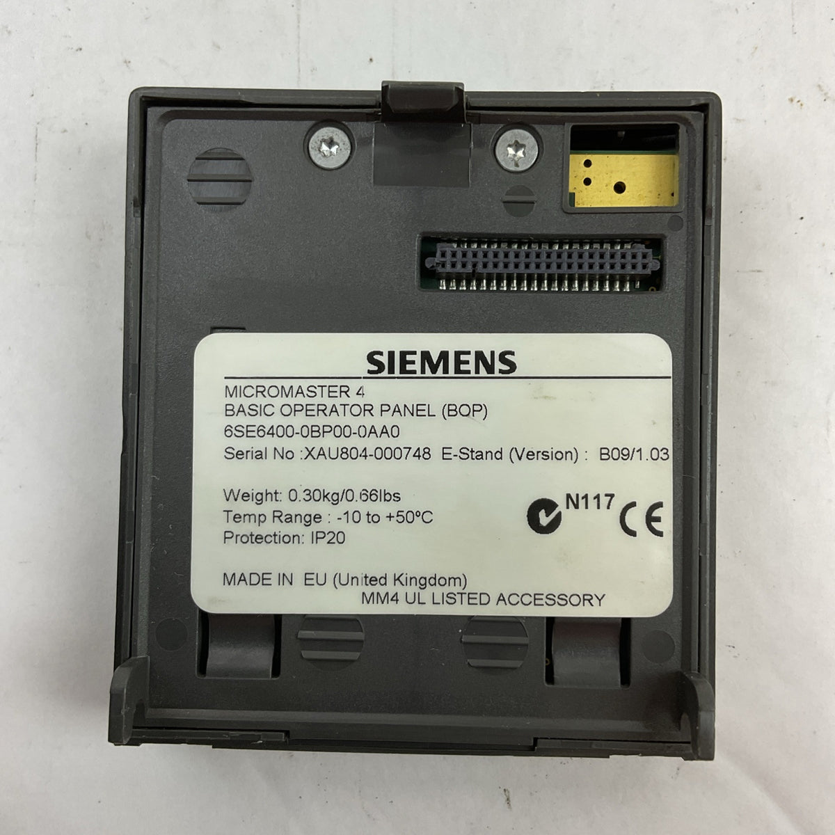 SIEMENS 6ES6400-0BP00-0AA0 MICRO MASTER 4 BASIC OPERATOR PANEL VERSION B09/1.03