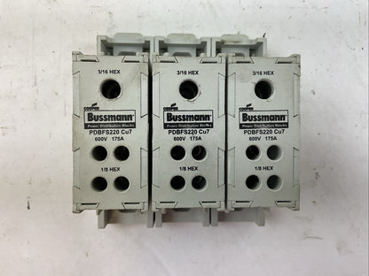 BUSSMANN PDBFS220 POWER DISTRIBUTION BLOCK 600V 175A (LOT OF 3)