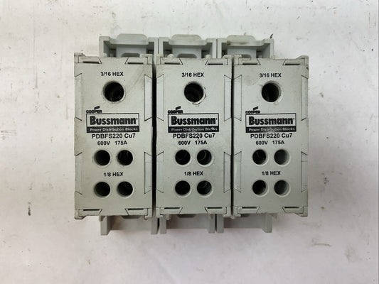 BUSSMANN PDBFS220 POWER DISTRIBUTION BLOCK 600V 175A (LOT OF 3)