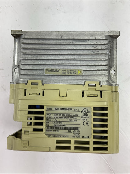 YASKAWA CIMR-JU4A0004BAA REV A J1000 AC DRIVE OUTPUT AC3PH 0-480V 4.1A/3.4A