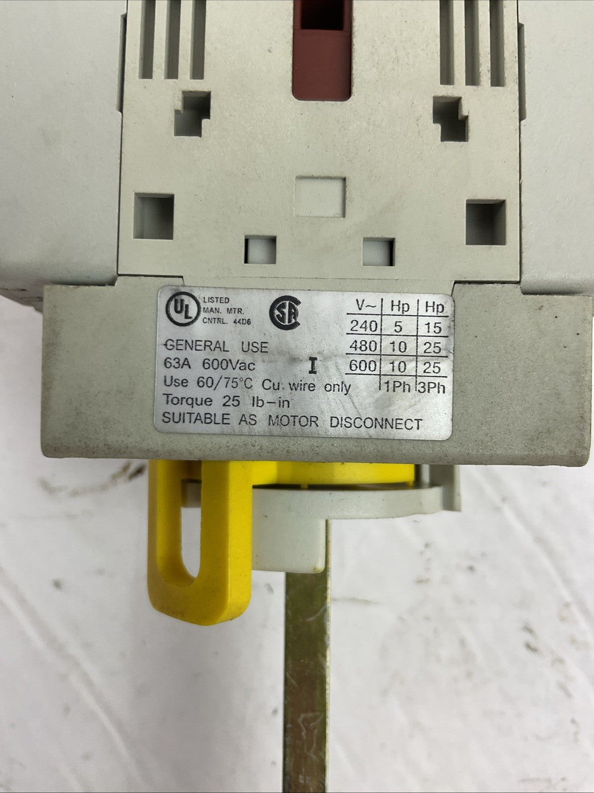 SPRECHER + SCHUH LA7-63-1753 DISCONNECT SWITCH 63A 600VAC 3PH 25HP