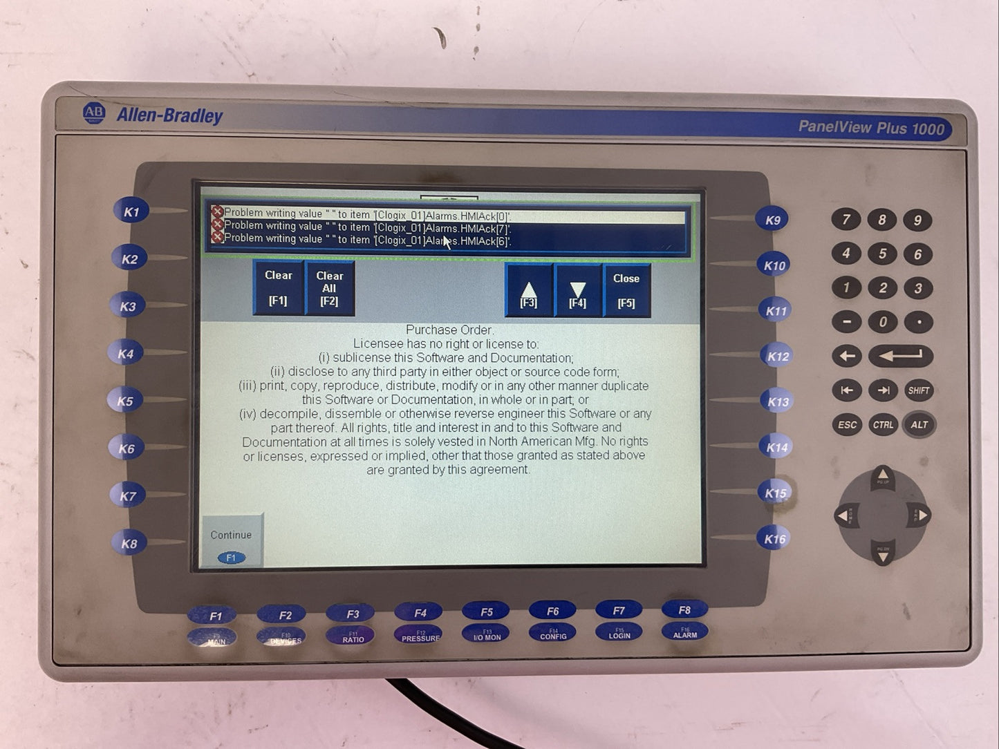ALLEN BRADLEY 2711P-B10C4D2 SER A PANELVIEW PLUS 1000 24VDC