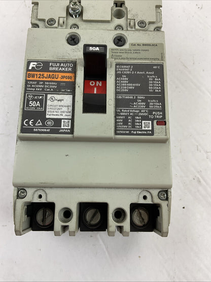 FUJI AUTO BREAKER BW125JAGU-3P050 50A 600VAC 250VDC 3POLE